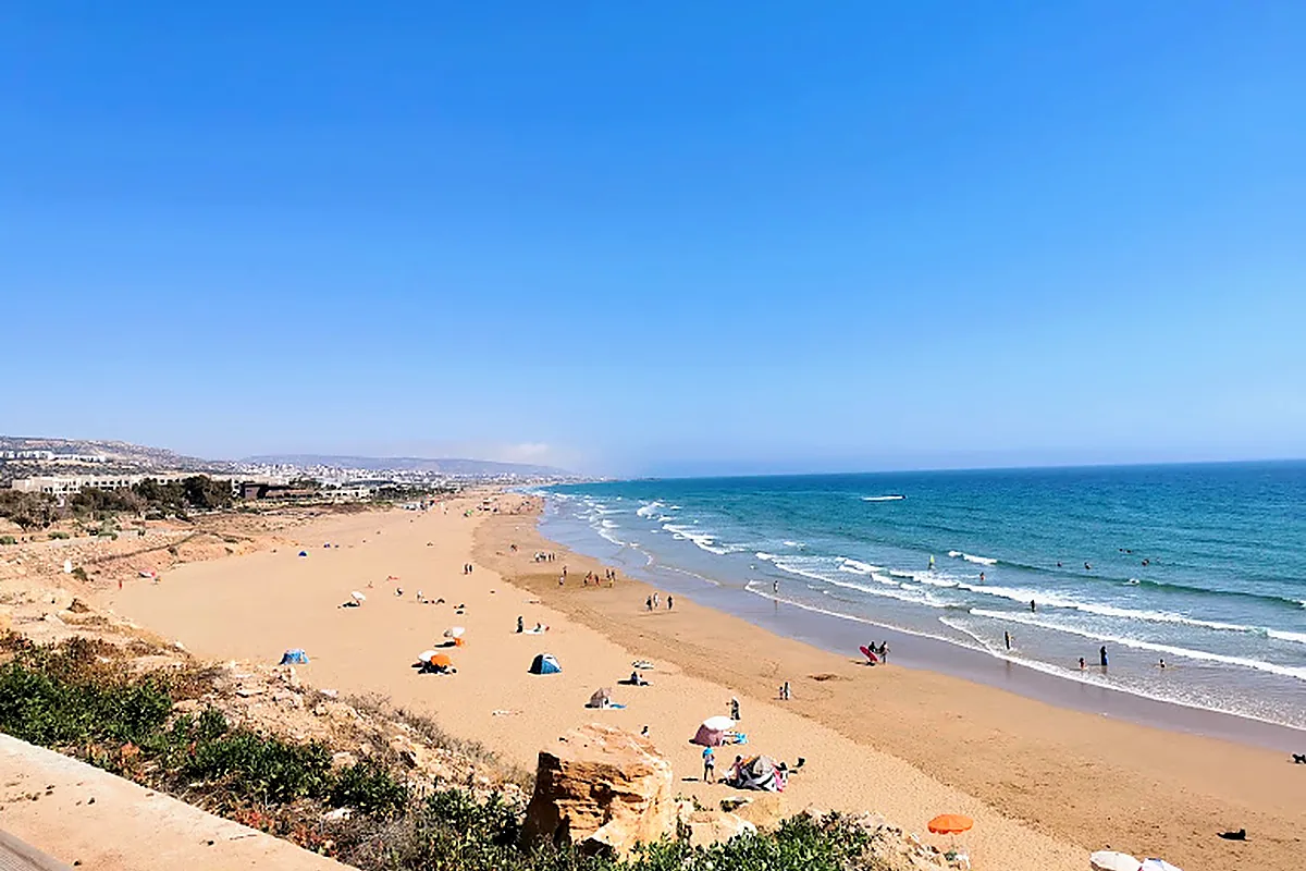 Agadir, Morocco — Where you land, and a long city beach that works when the coast is huge