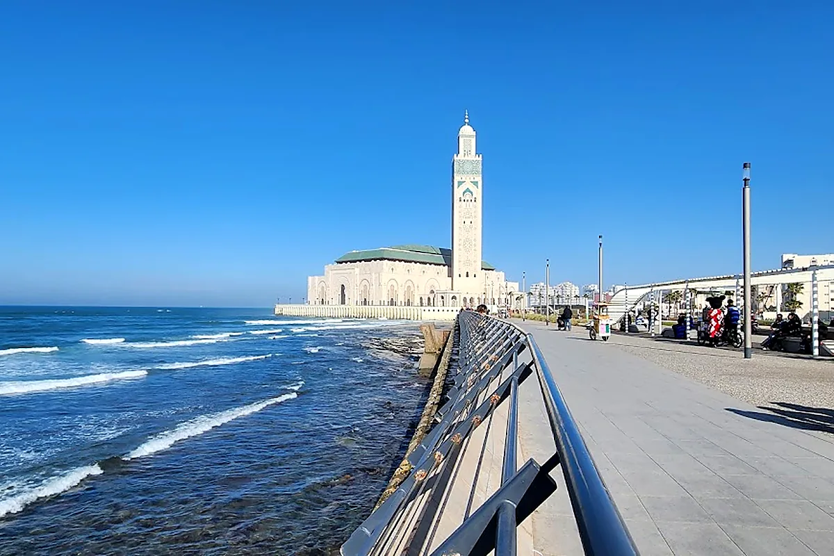 Casablanca, Morocco — Dar Bouazza — the reef-and-beach coast southwest of the city
